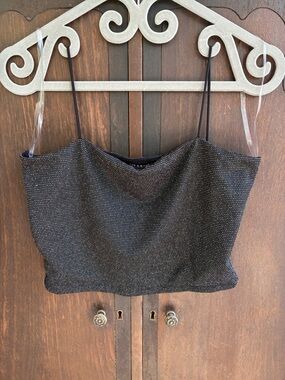 Black Sparkle Cowl Camisole with Thin Straps Sz XL